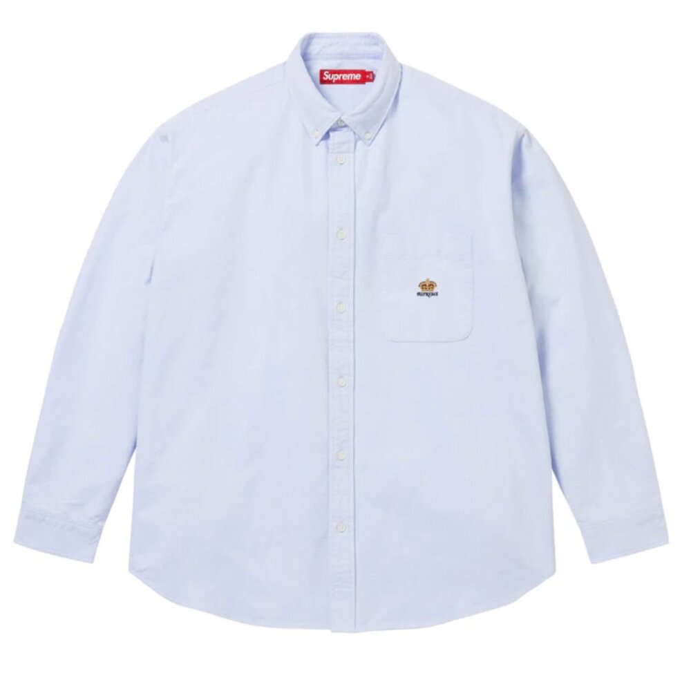 Supreme Men's Loose Fit Flannel Oxford Shirt | Blue | Size Large
